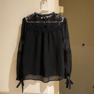 Guess black polka dot lace cute to blouse